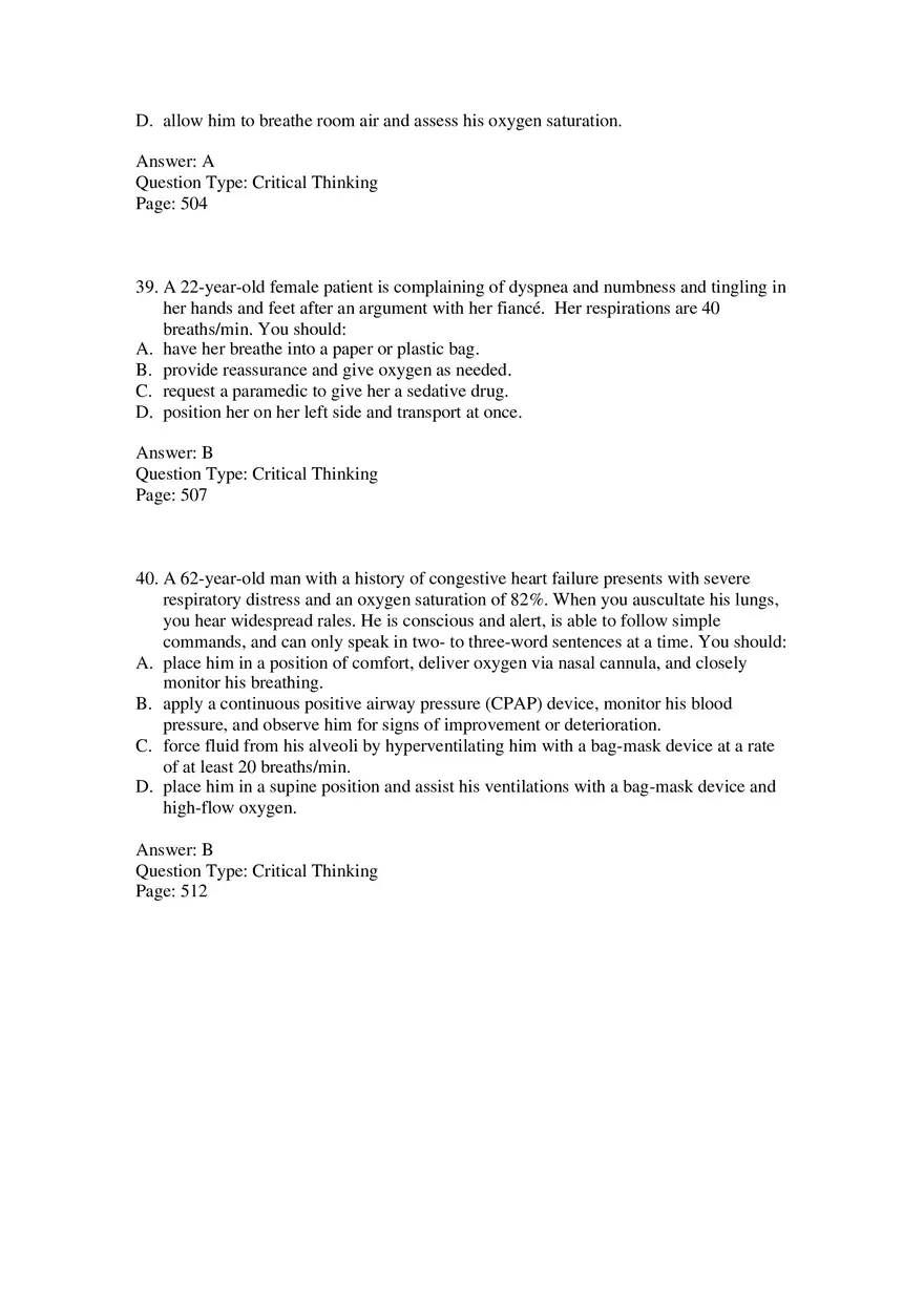 Respiratory Emergencies Answers - Page 4