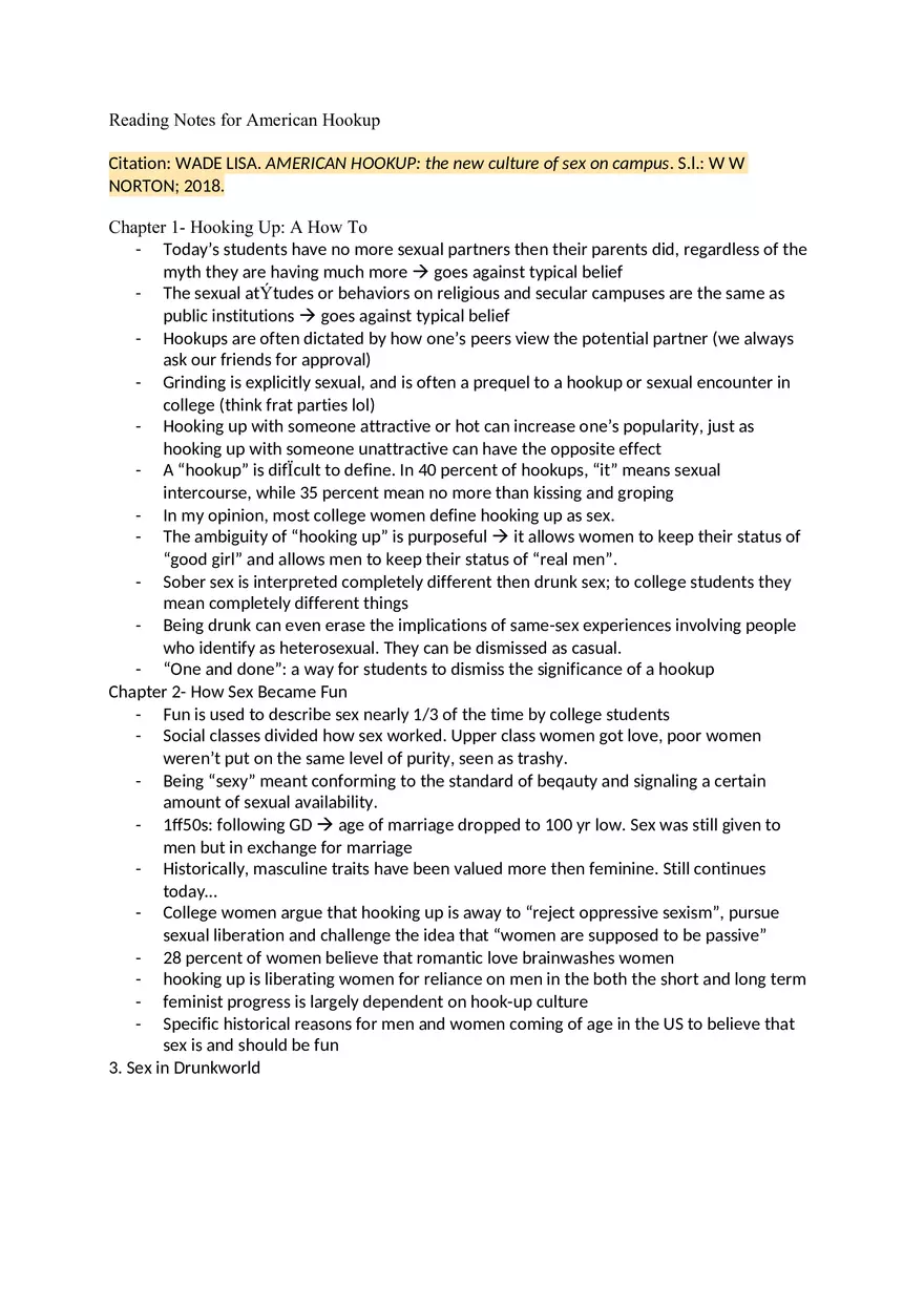 Reading Notes for American Hookup - Page 1