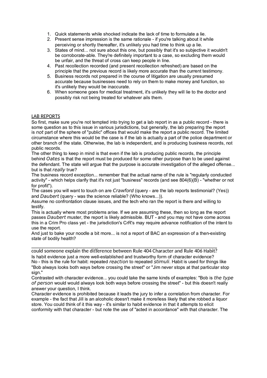 Hearsay Exceptions Cheat Sheet - Page 2