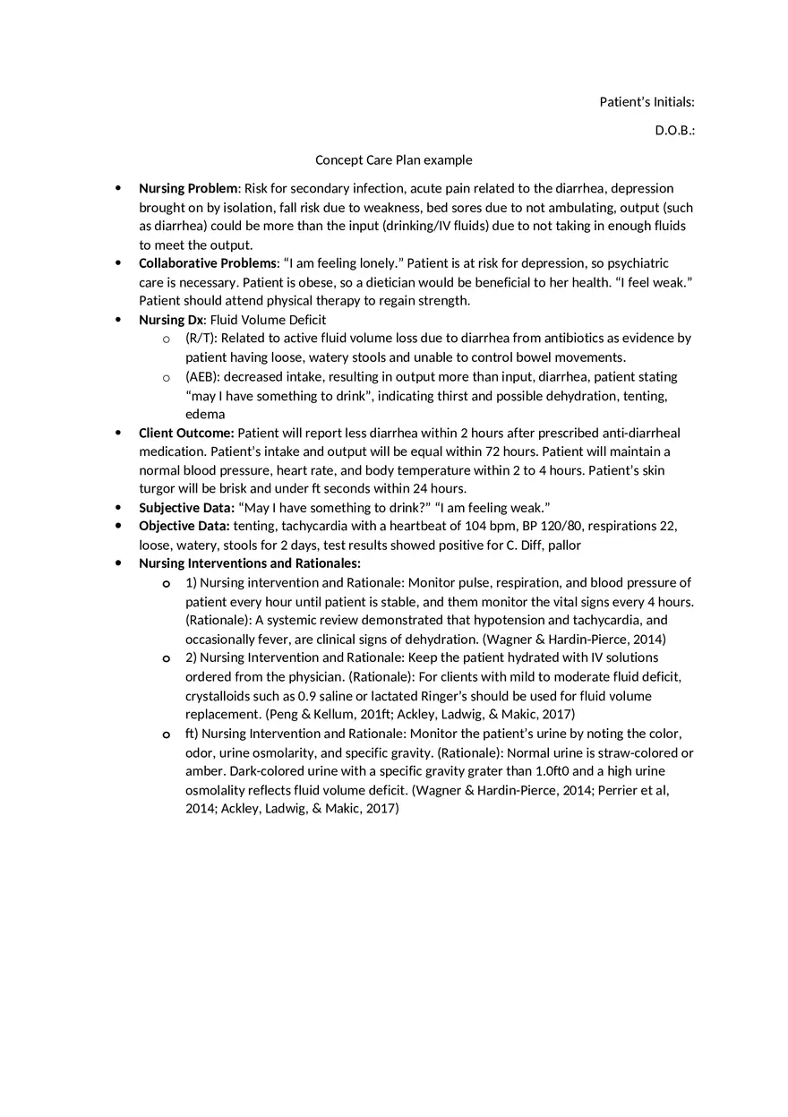 Concept Care Plan Example - Page 1