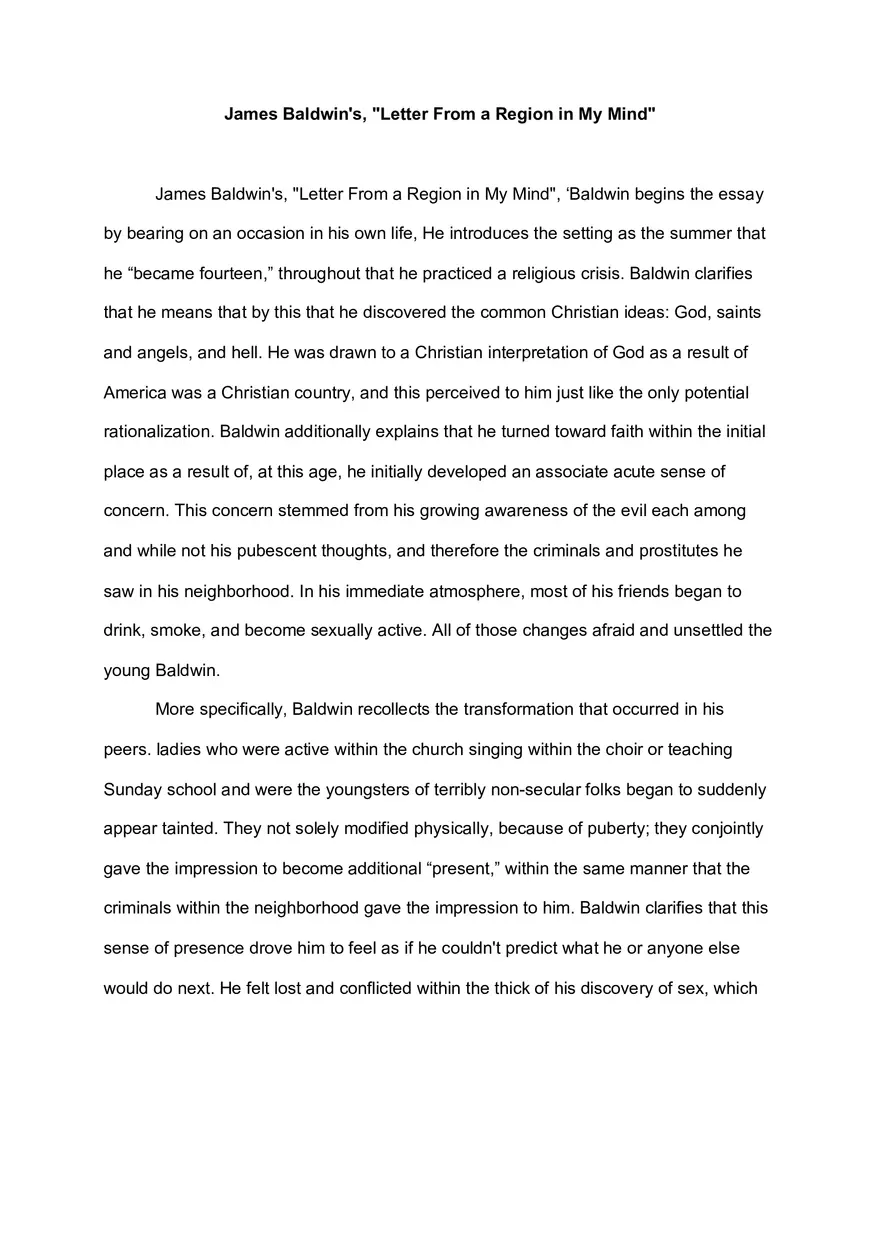James Baldwin's Letter From a Region in My Mind - Page 1