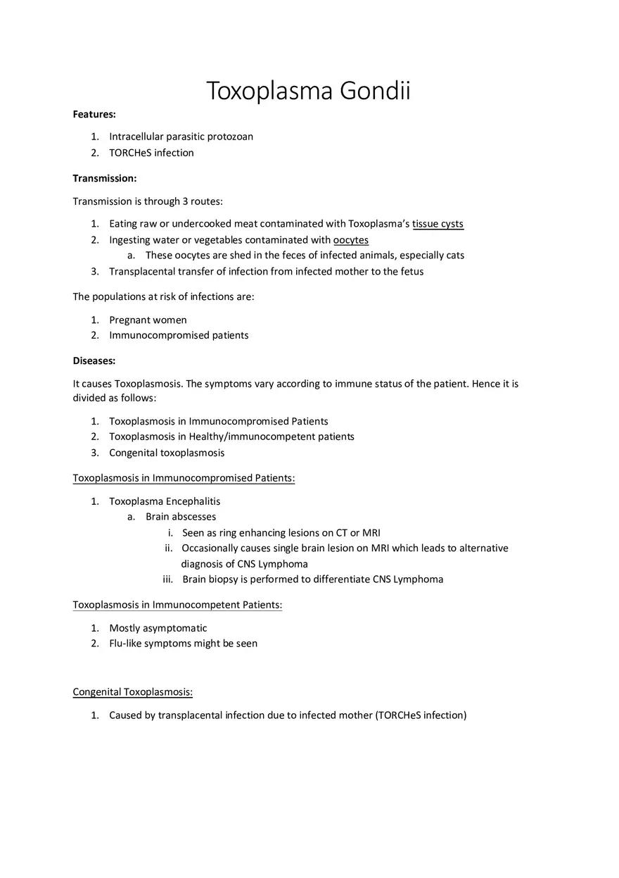 Toxoplasma Gondii - Page 1