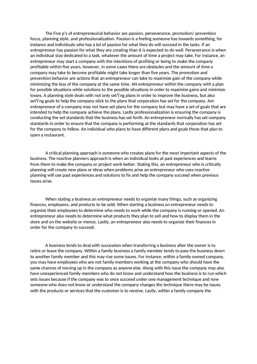 The Five P’s of Entrepreneurial Behavior - Page 1