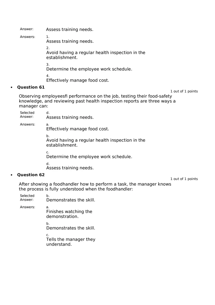 Servsafe Practice Exam Part 10 - Page 9