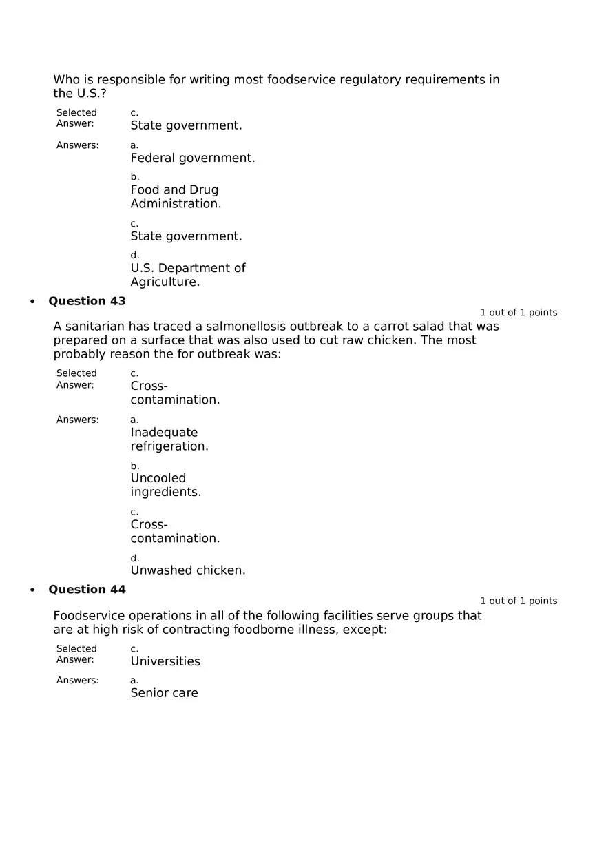 Servsafe Practice Exam Part 10 - Page 2