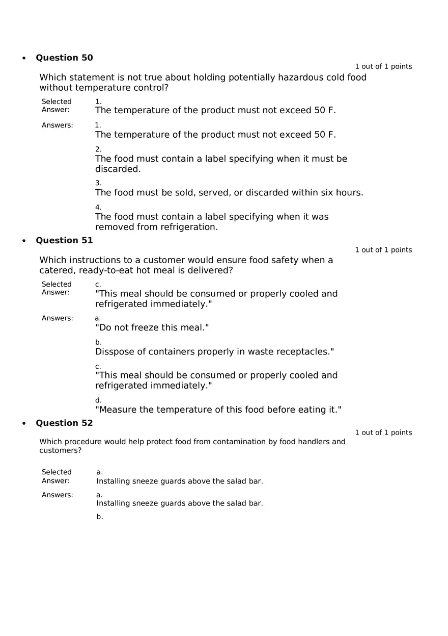 Servsafe Practice Exam Part 10 - Page 5