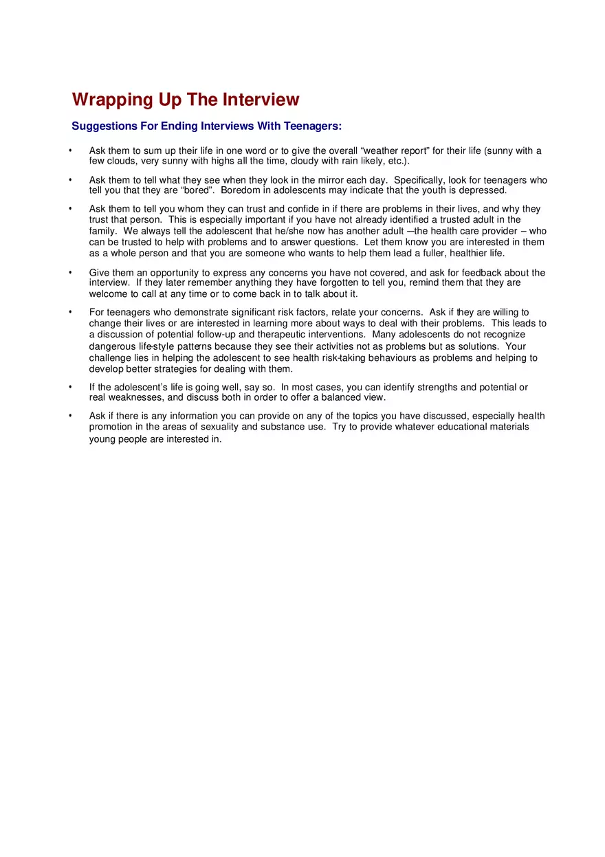 A Pyschosocial Interview For Adolescents - Page 7