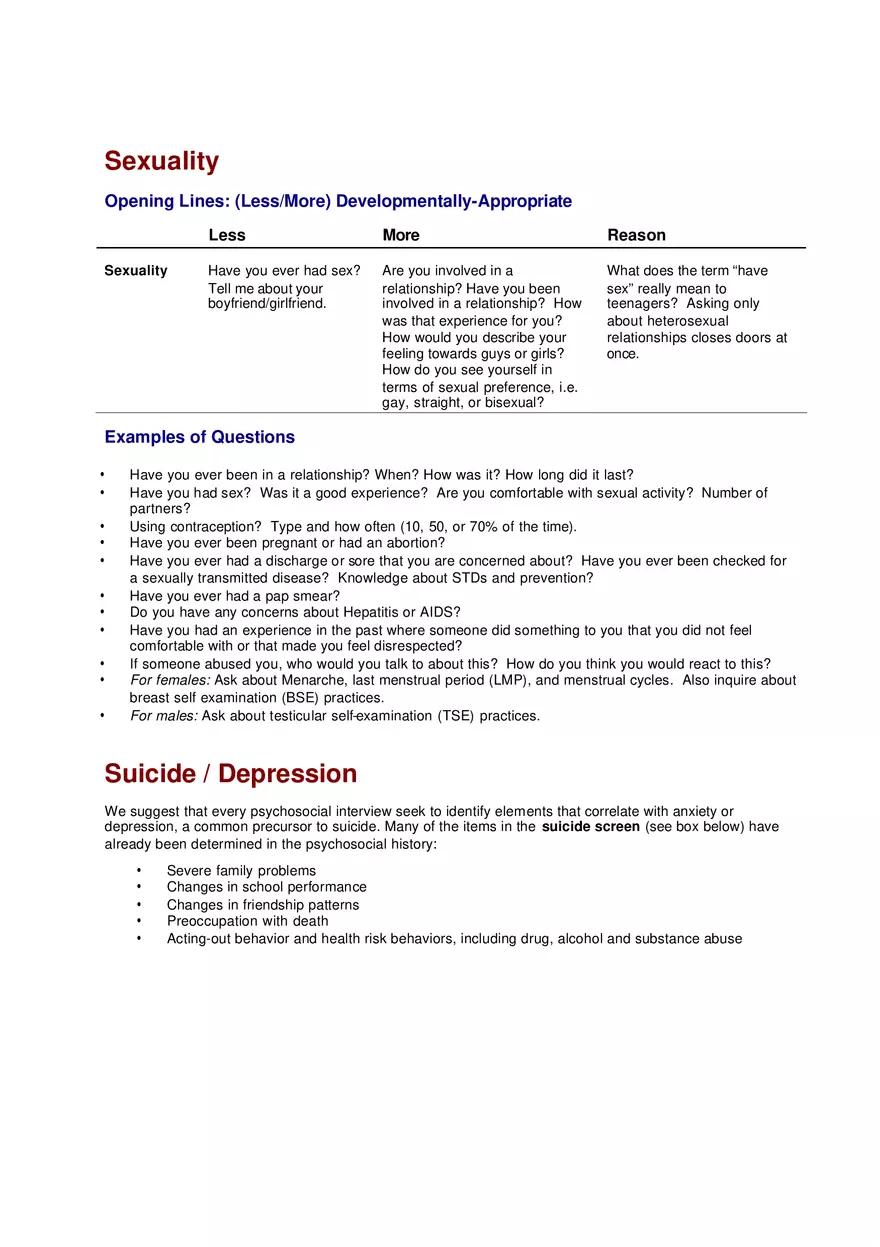 A Pyschosocial Interview For Adolescents - Page 5