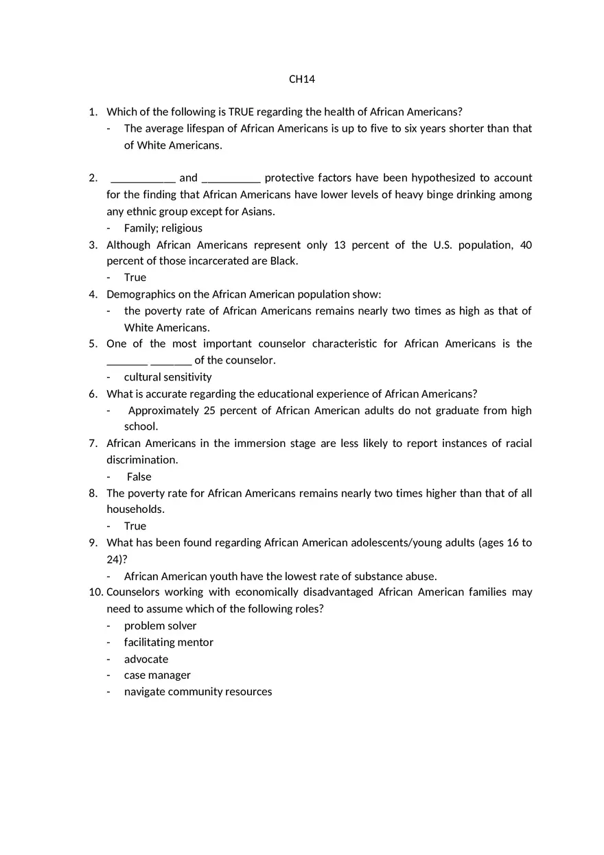 Which of the Following is True Regarding the Health of African Americans - Page 1