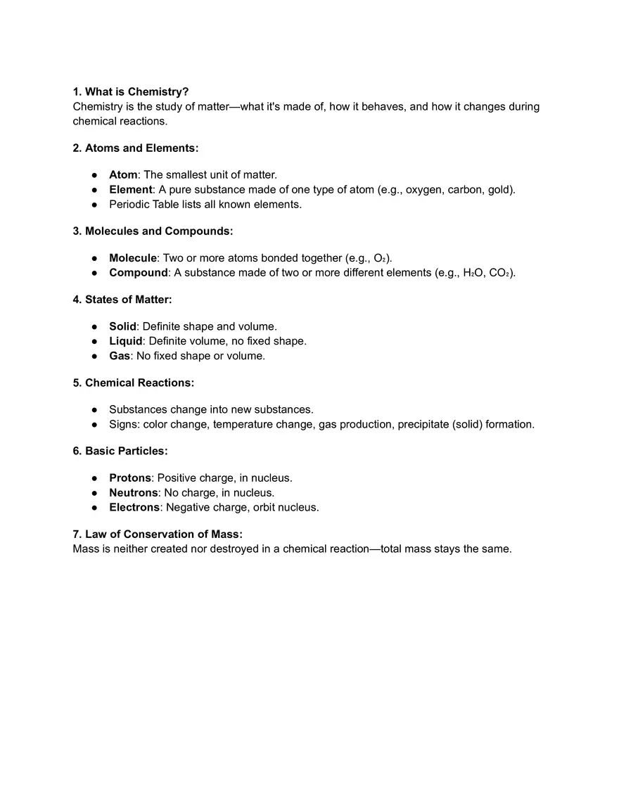 Chemistry Short Information - Page 1