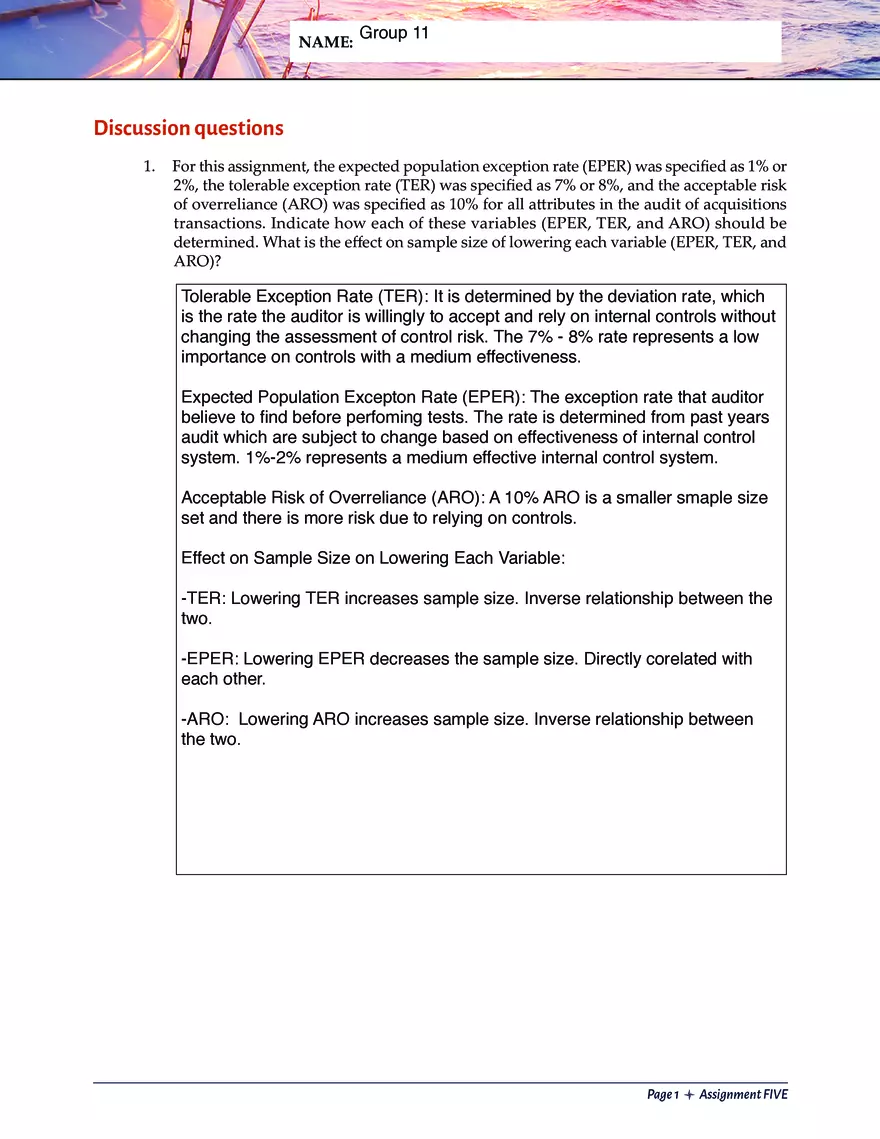 Integrated Audit Assignment 5 - Discussion Questions - Page 2