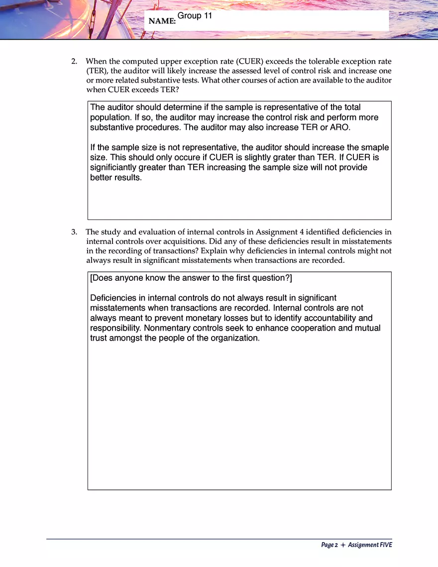 Integrated Audit Assignment 5 - Discussion Questions - Page 3