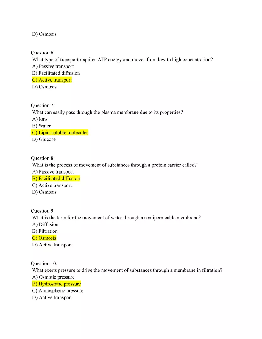 Cytology Practice Quiz Answers - Page 2
