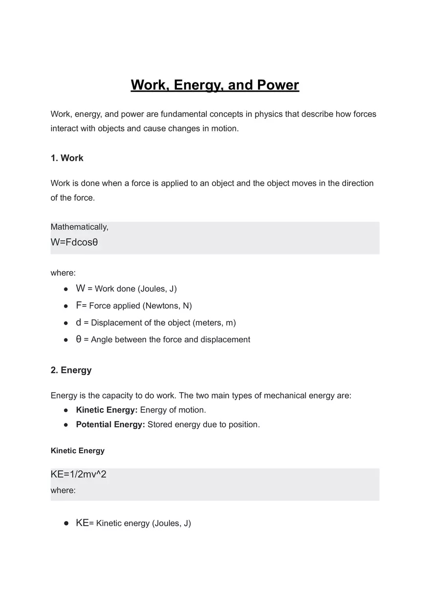 Work, Energy, and Power - Page 1
