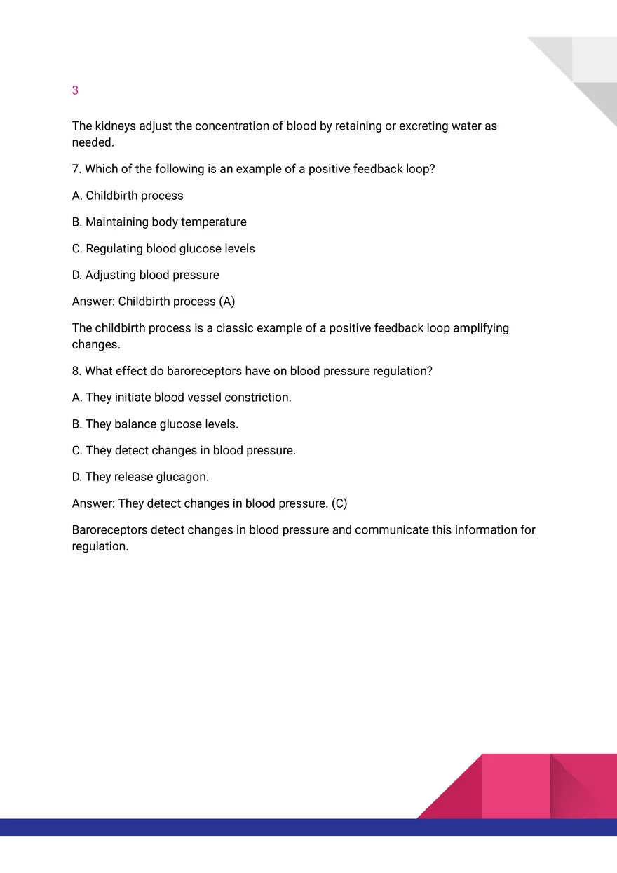 Quiz on Homeostasis - Page 3