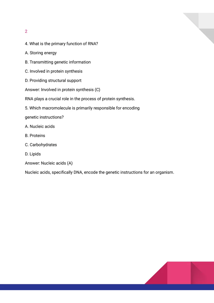 Quiz on Macromolecules - Page 2