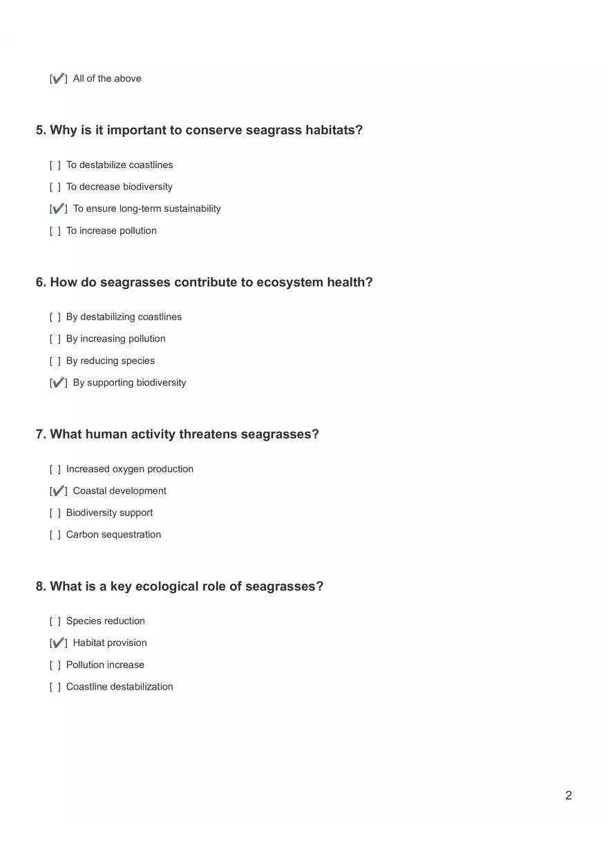 Quiz - Seagrasses - Page 2