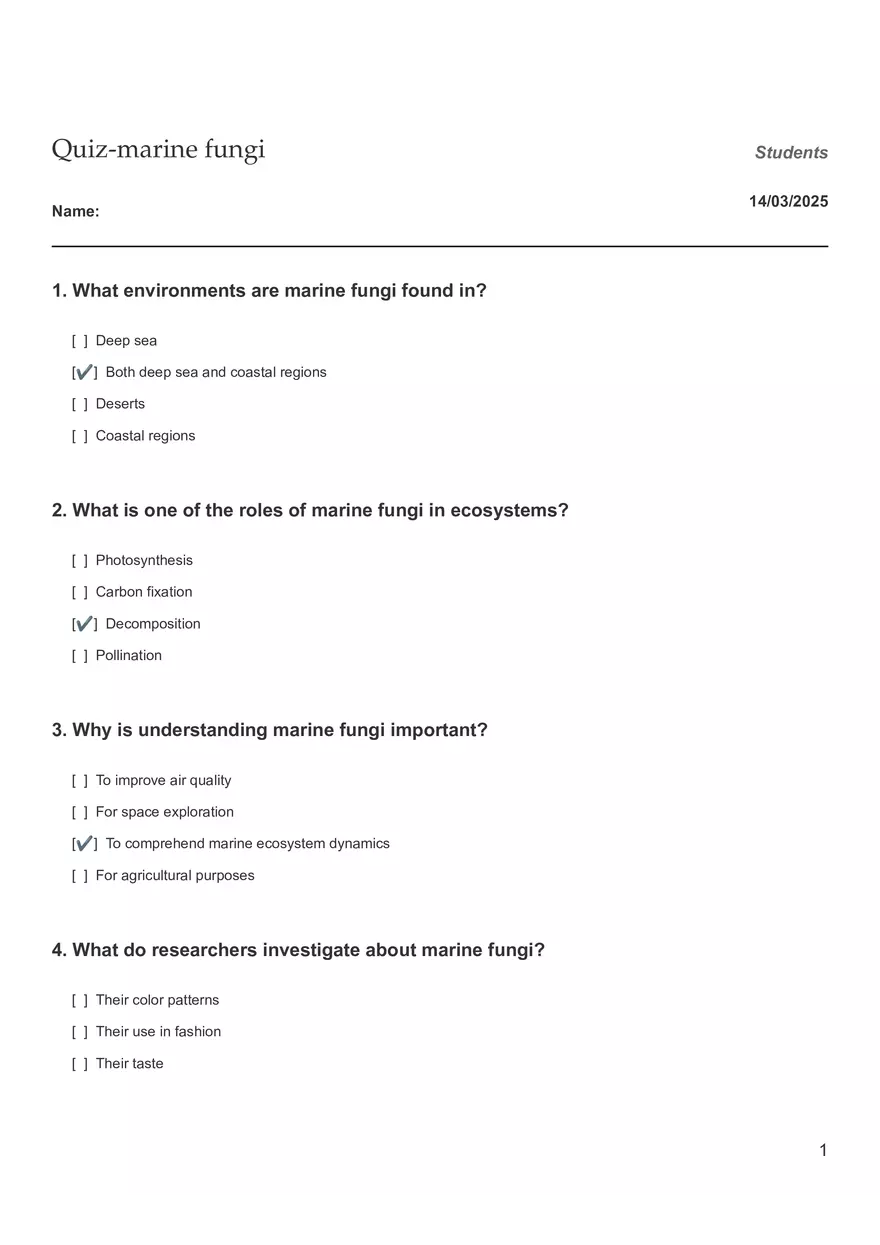 Quiz - Marine Fungi - Page 1