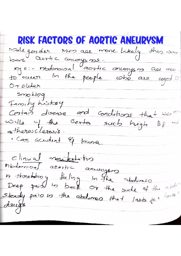 Risk Factors of Aortic Aneurysm - Page 1