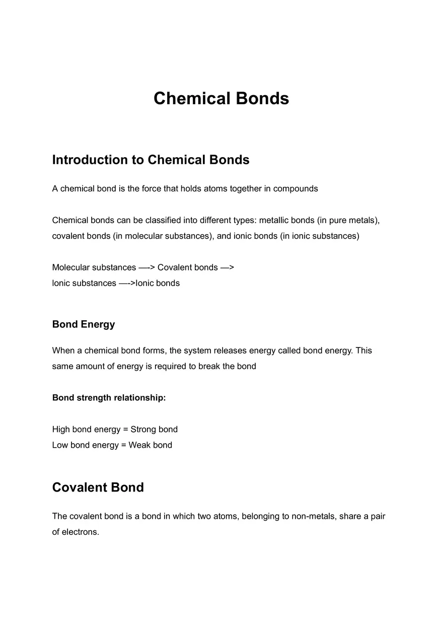Introduction to Chemical Bonds - Page 1