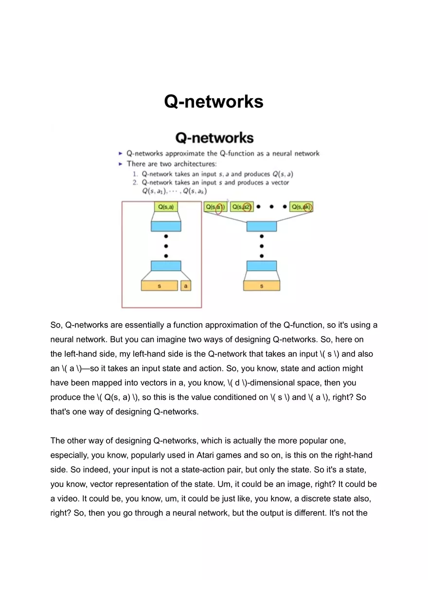 Q-networks Short Notes - Page 1