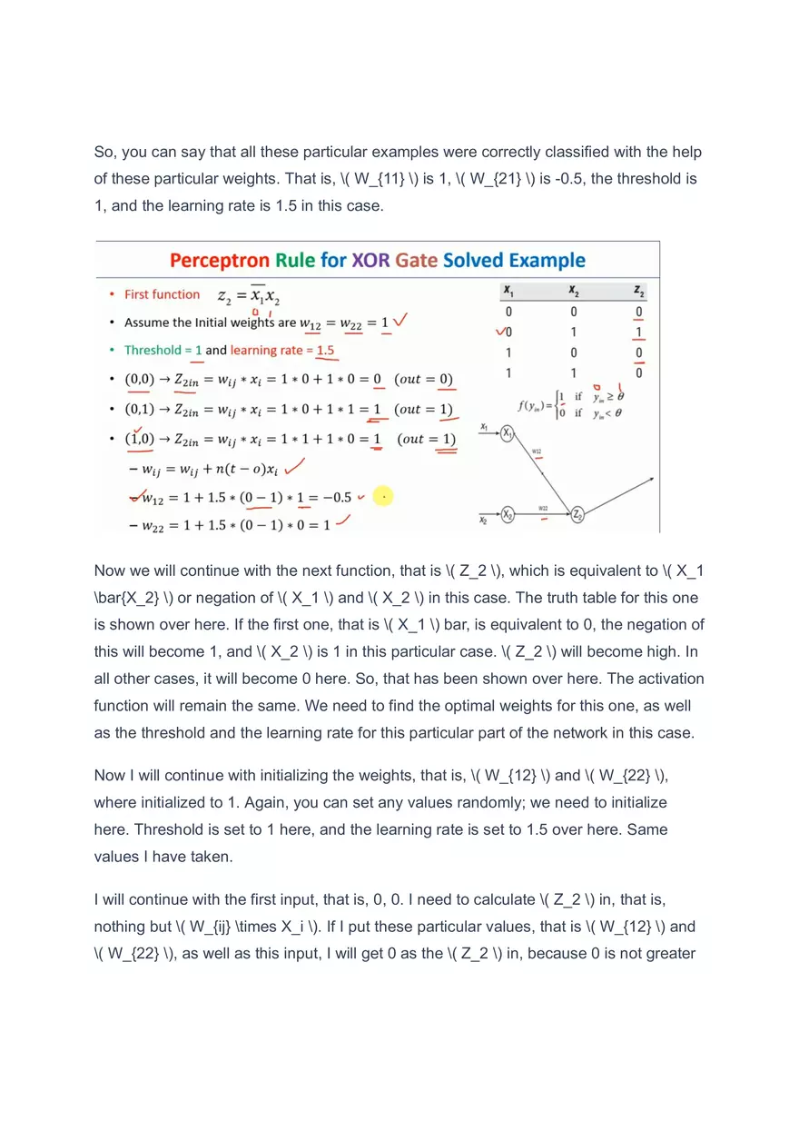 Perceptron Rule for XOR Gate Solved Example - Page 8