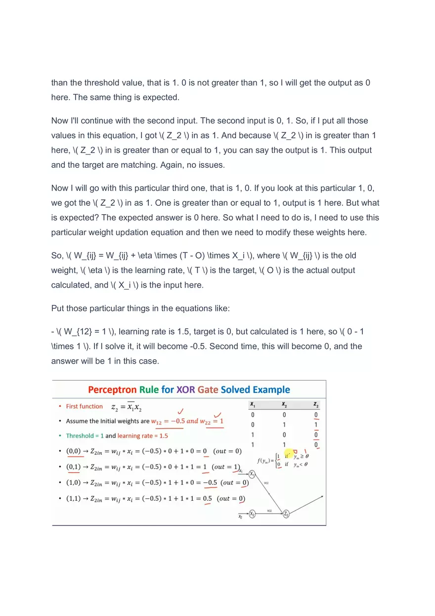 Perceptron Rule for XOR Gate Solved Example - Page 9