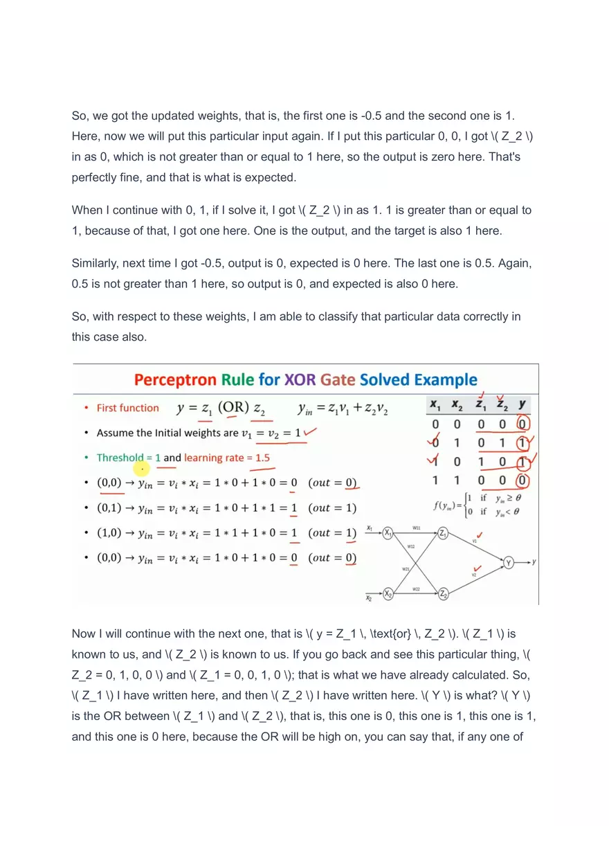 Perceptron Rule for XOR Gate Solved Example - Page 10