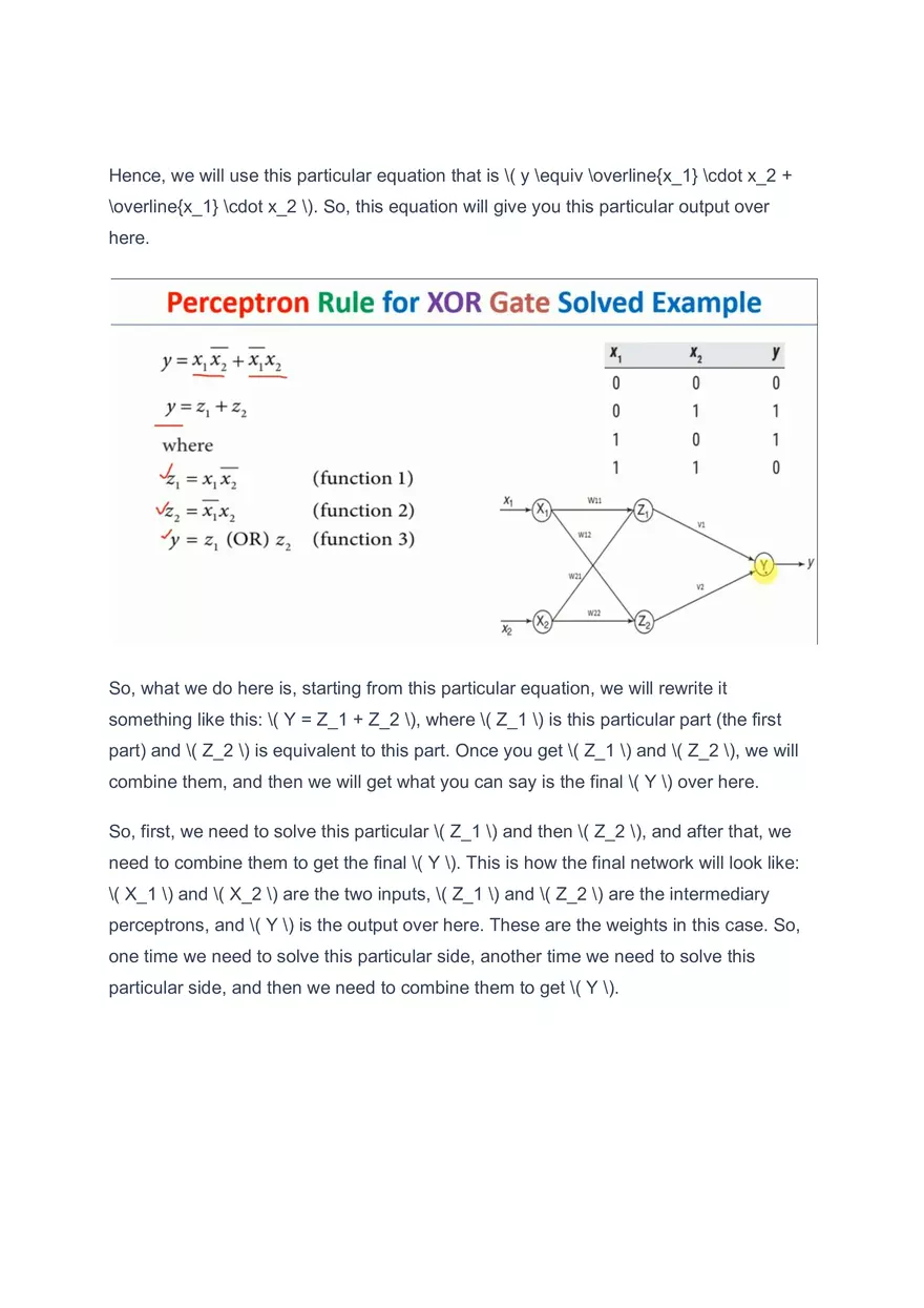 Perceptron Rule for XOR Gate Solved Example - Page 4
