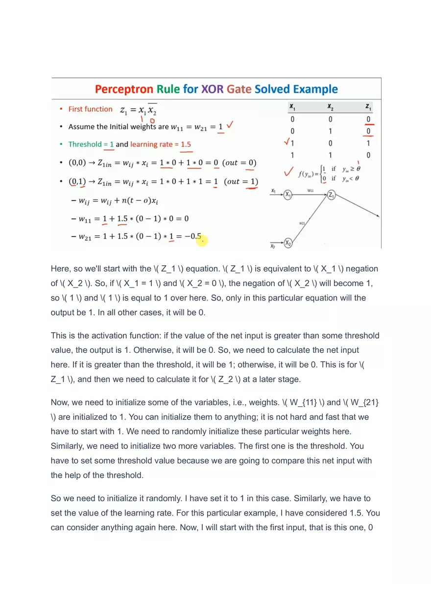 Perceptron Rule for XOR Gate Solved Example - Page 5