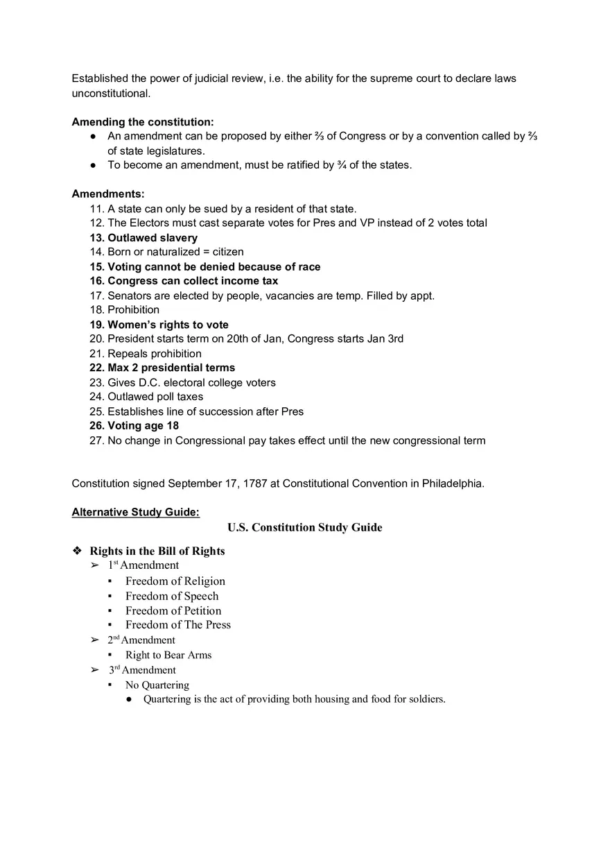 US Constitution Study Guide - Page 5