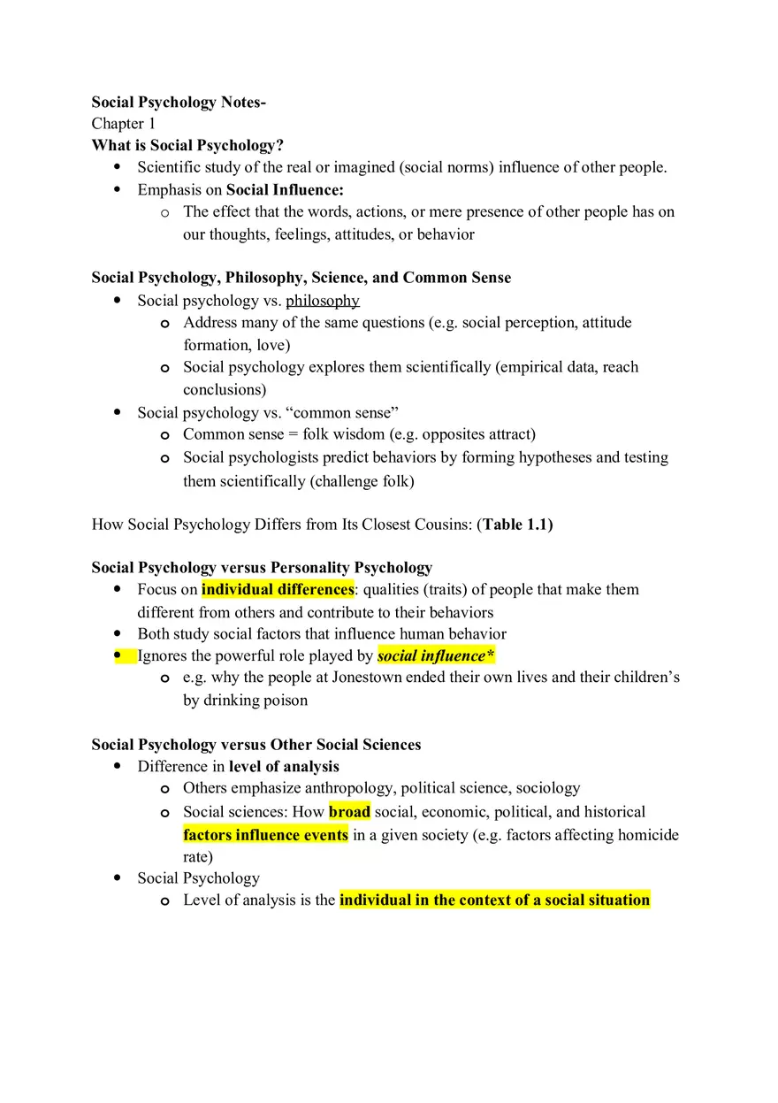 Chapter 1 What is Social Psychology - Page 1