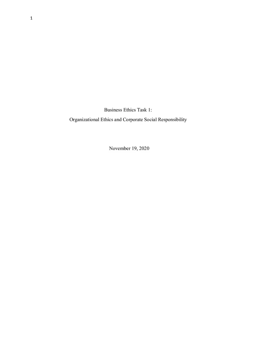 Organizational Ethics and Corporate Social Responsibility - Page 1