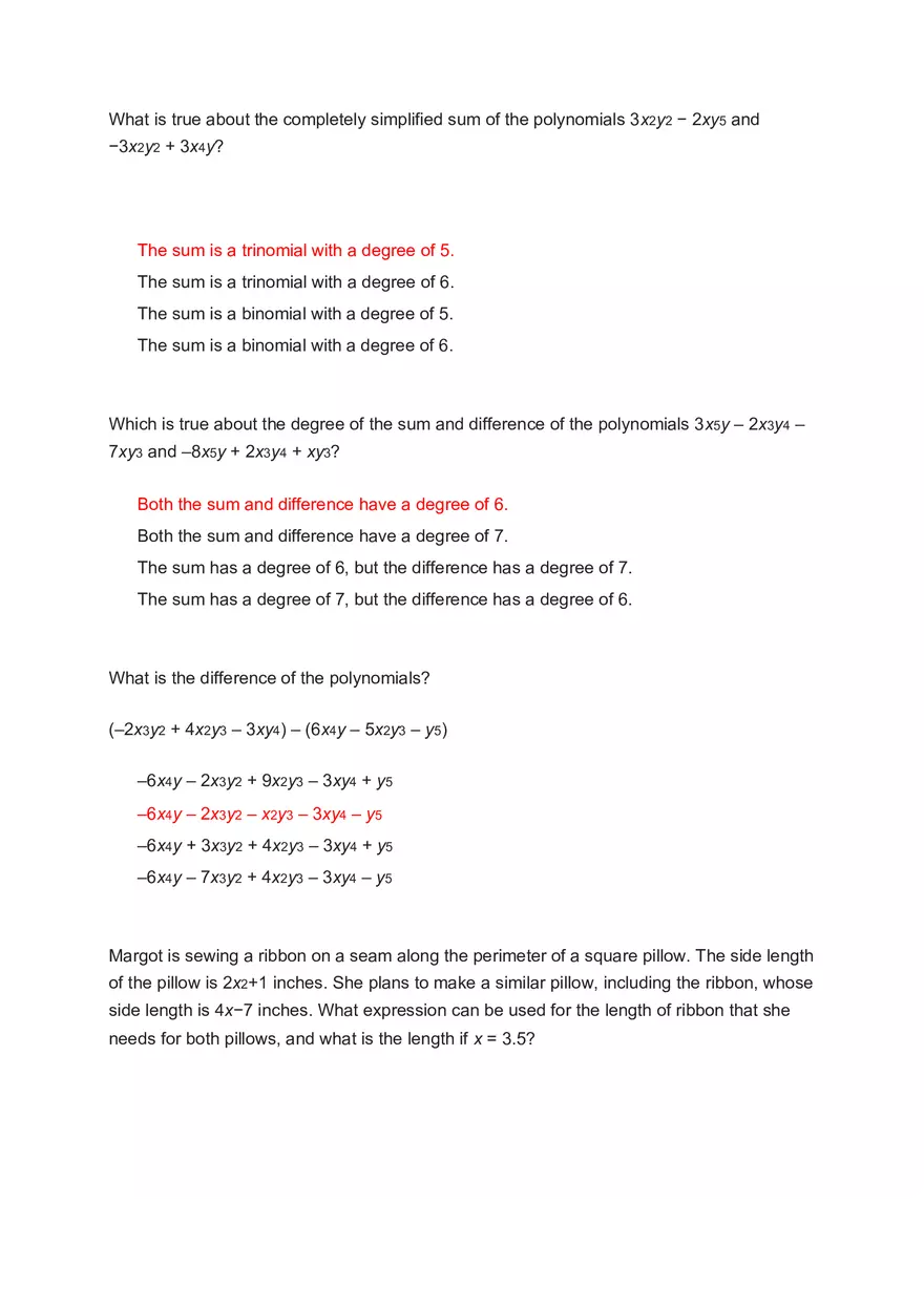 What is the Difference of the Polynomials - Page 1