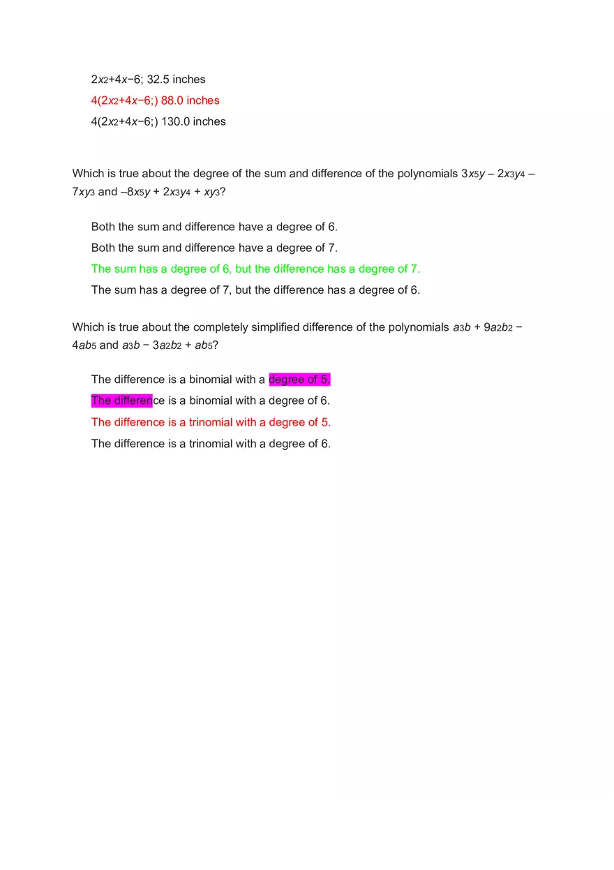 What is the Difference of the Polynomials - Page 5
