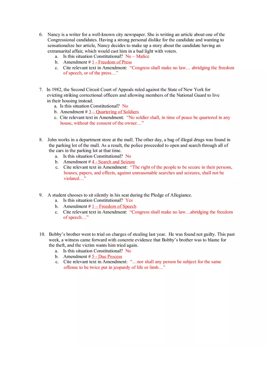 Bill of Rights Scavenger Hunt - Page 2