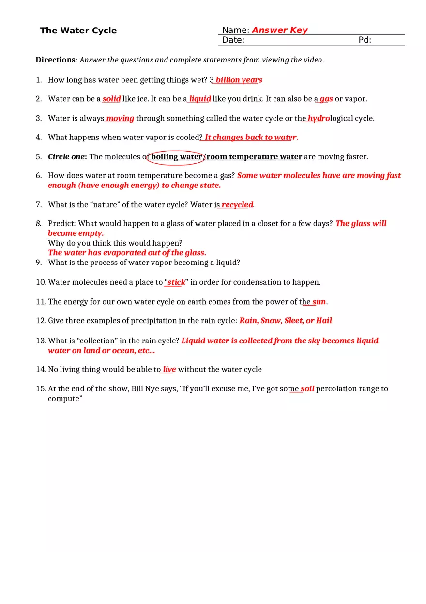 The Water Cycle - Page 1