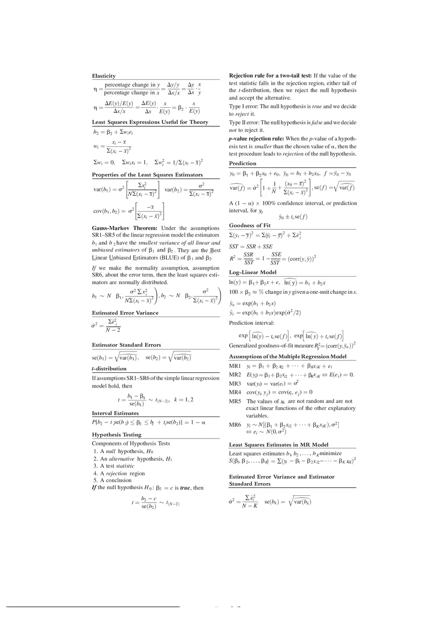 Econometrics Cheat Sheet - Page 2