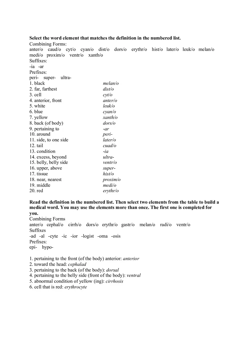The Word Element That Means Short Is - Page 1