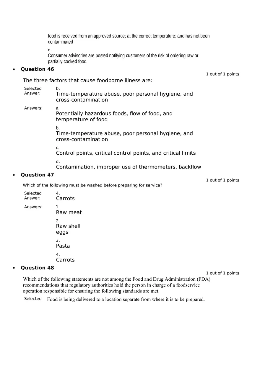 Servsafe Practice Exam Part 2 - Page 9