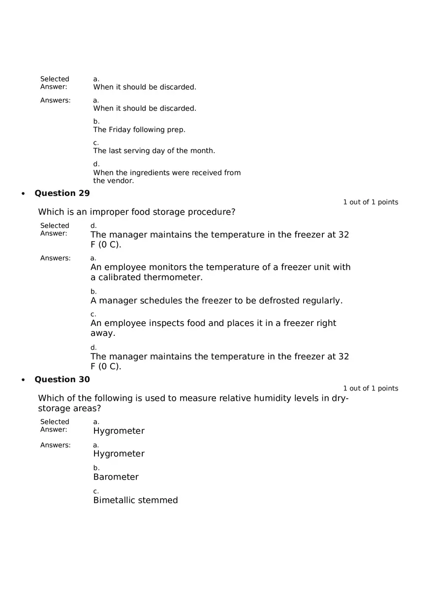 Servsafe Practice Exam Part 2 - Page 2