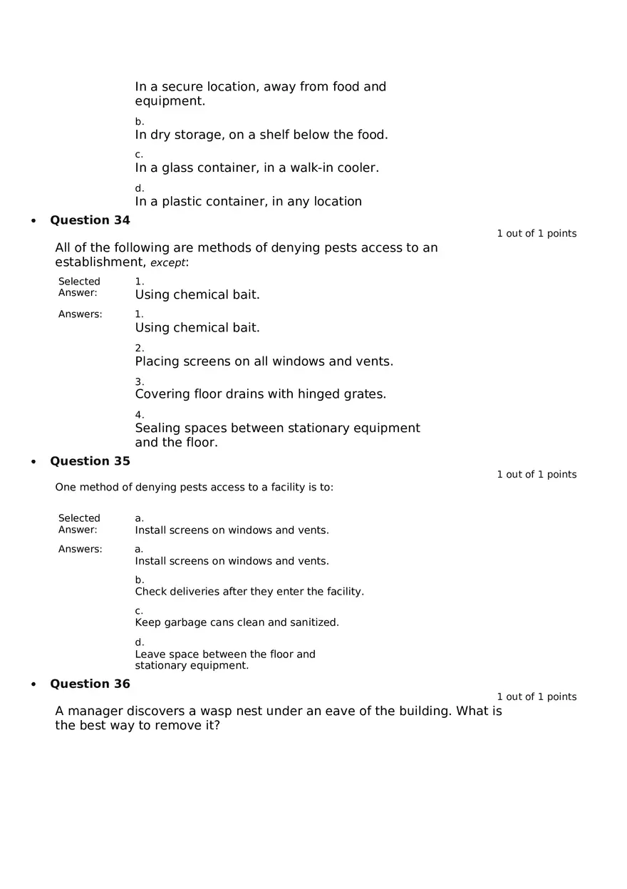 Servsafe Practice Exam Part 2 - Page 4