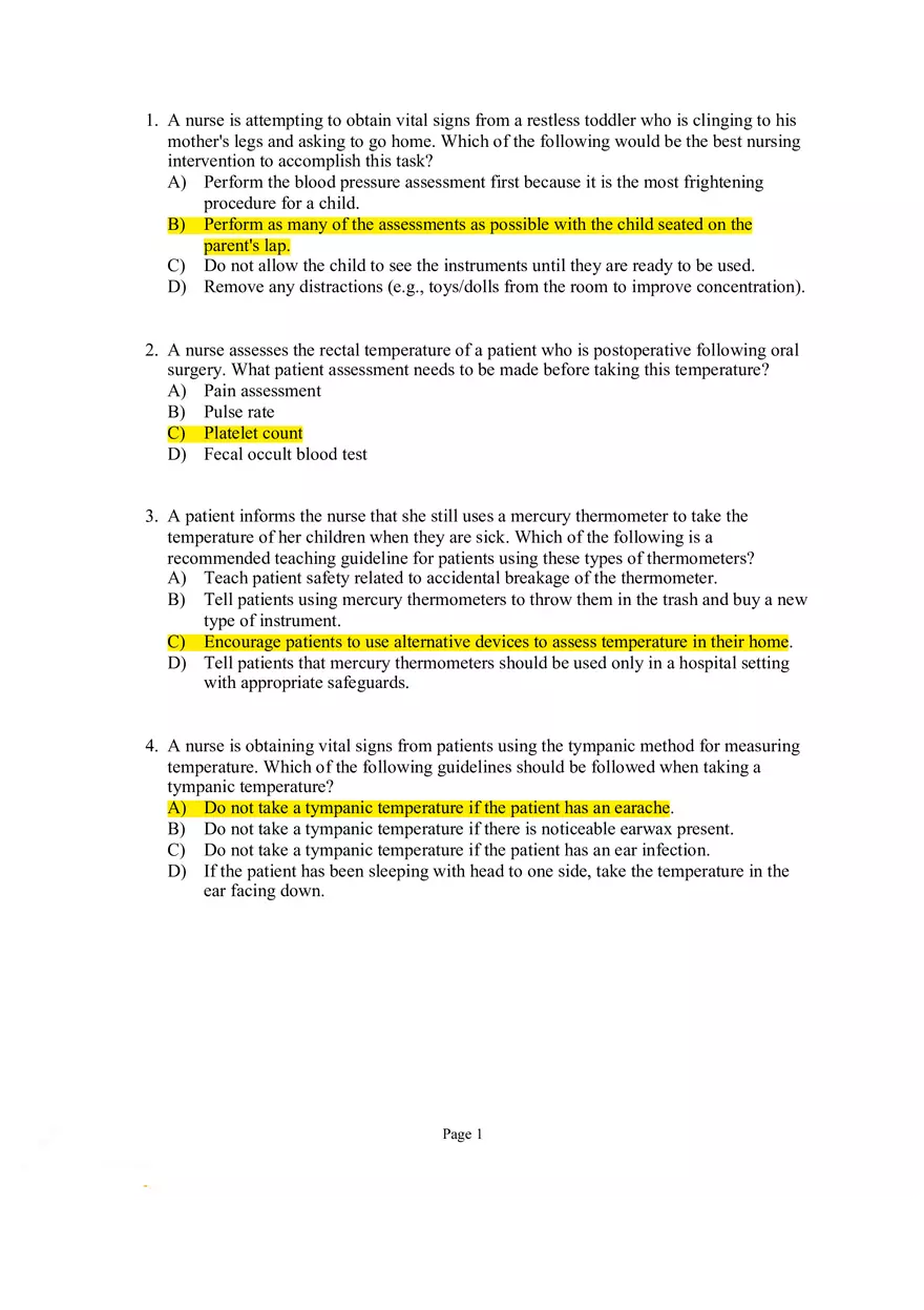 Vital Signs Questions - Page 1