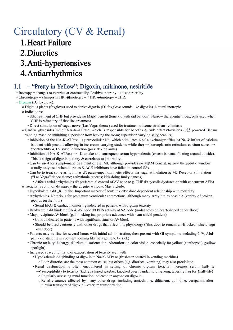 Circulatory (CV & Renal) - Page 1
