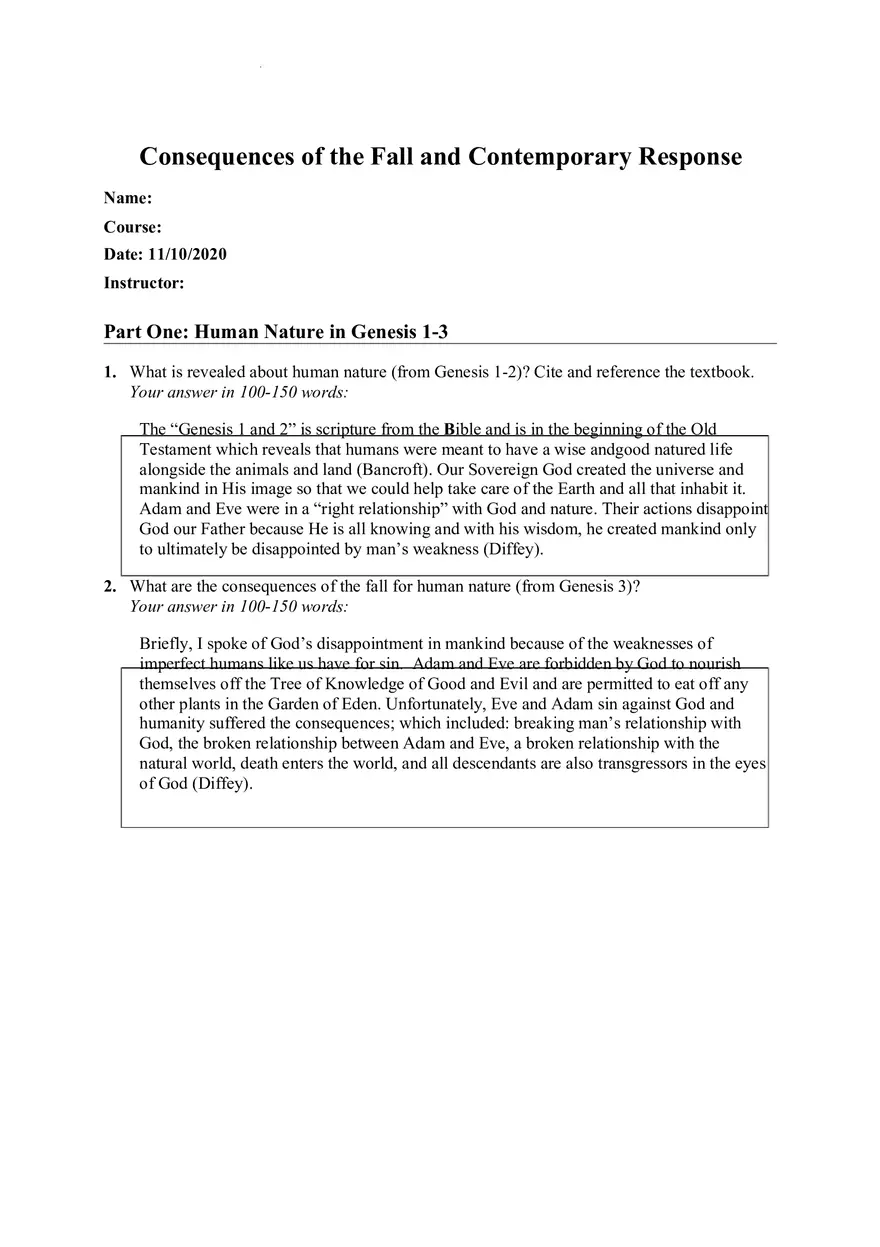 Consequences of the Fall and Contemporary Response - Page 1