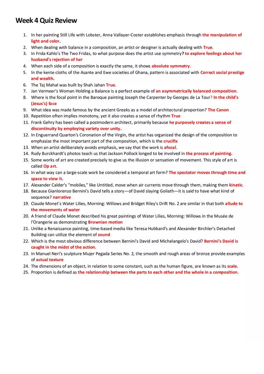 Art Week 4 Quiz Review - Page 1