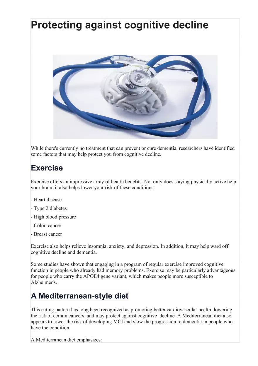 Protecting Against Cognitive Decline - Page 1