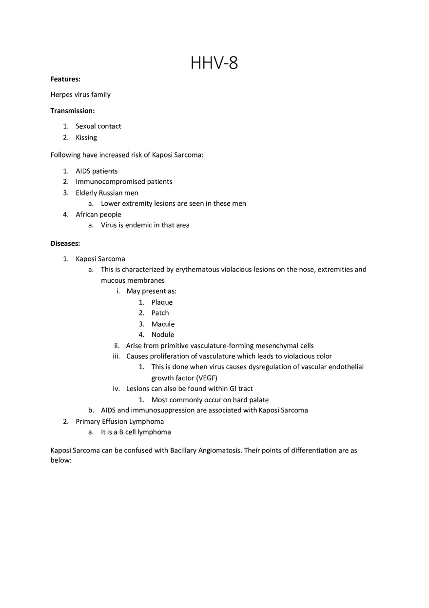 HHV-8 Notes - Page 1