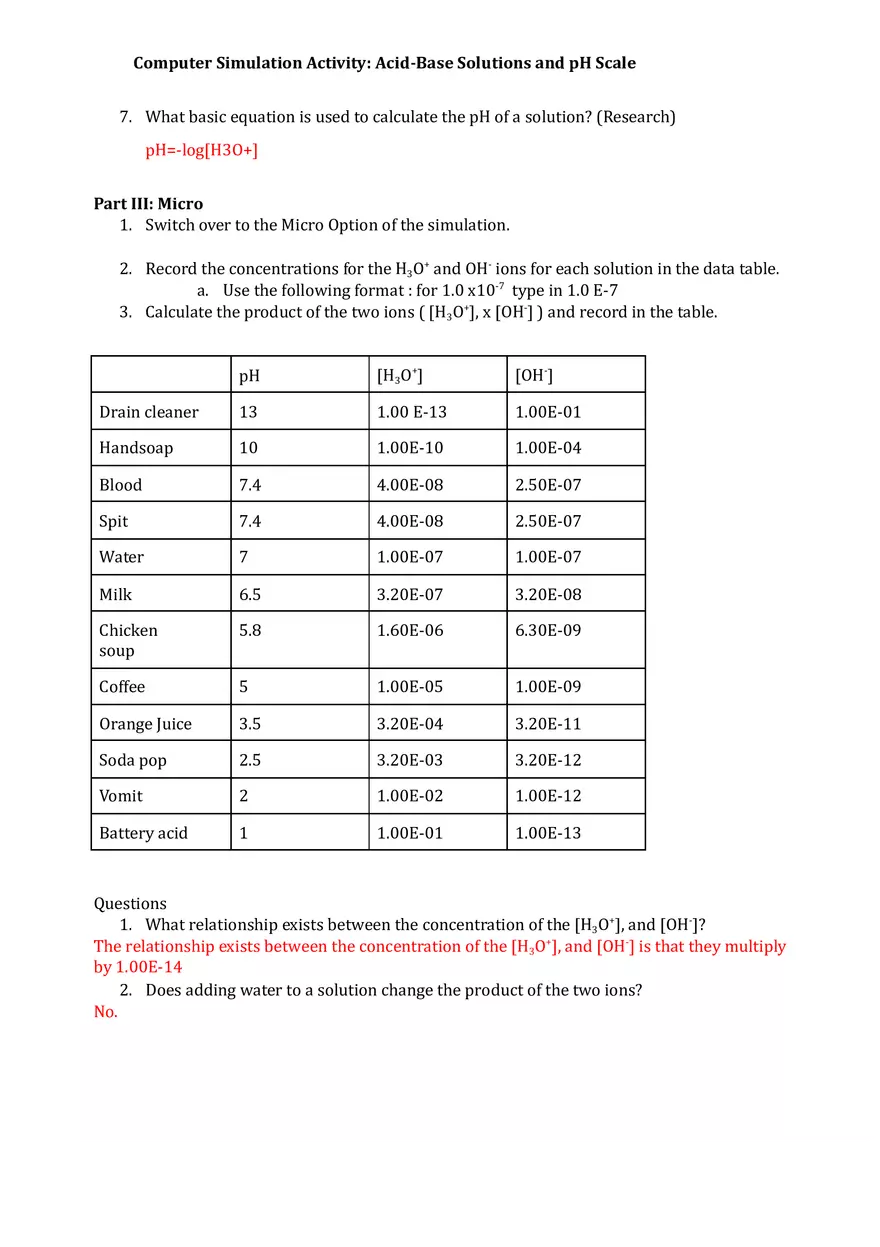 Acid-Base Solutions and pH ScaleInvestigation of Acids-Bases - Page 5