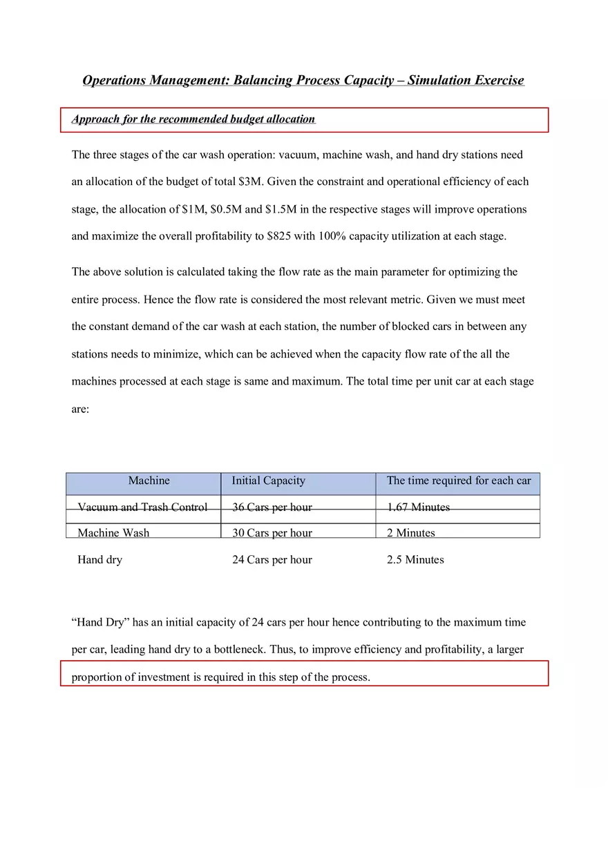 Operations Management Balancing Process Capacity – Simulation Exercise - Page 1